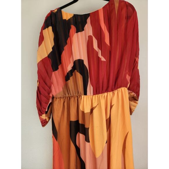 Anthropologie Farm Rio Short-Sleeve Wrap-Front Maxi Dress Size L Red #MA416 - Picture 8 of 11